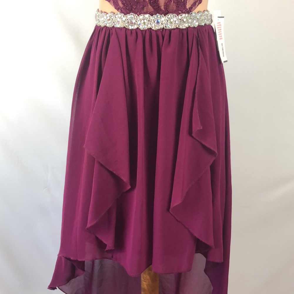 Jodi Kristopher Magenta Lace Jeweled Party Dress - Size 5 Juniors NWT - Picture 3 of 16